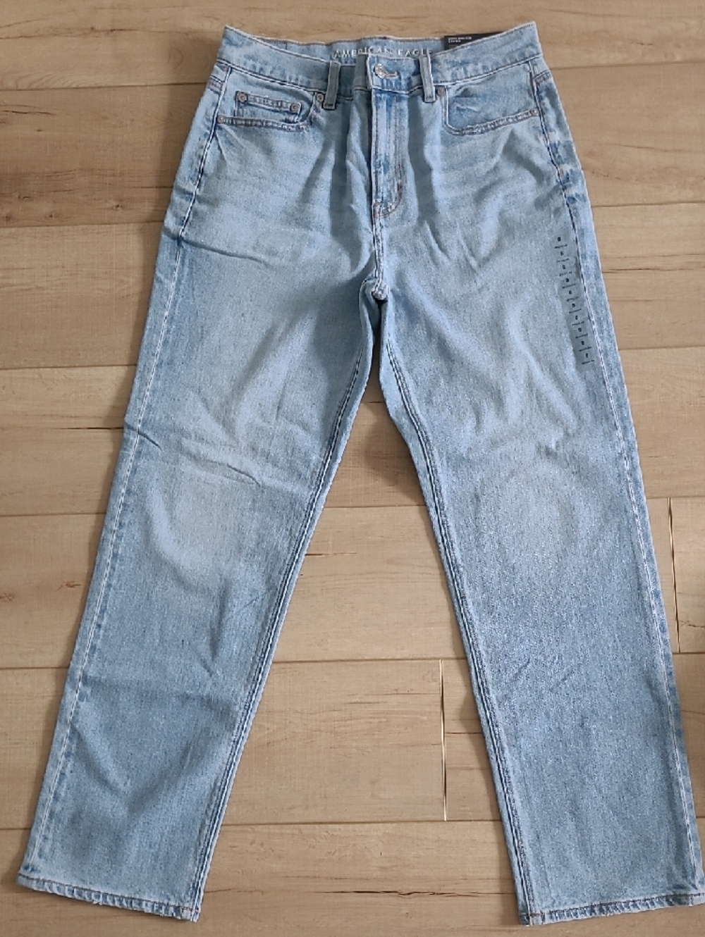American Eagle Outfitters Straight Super High-Rise Jeans - Light Wash Blue